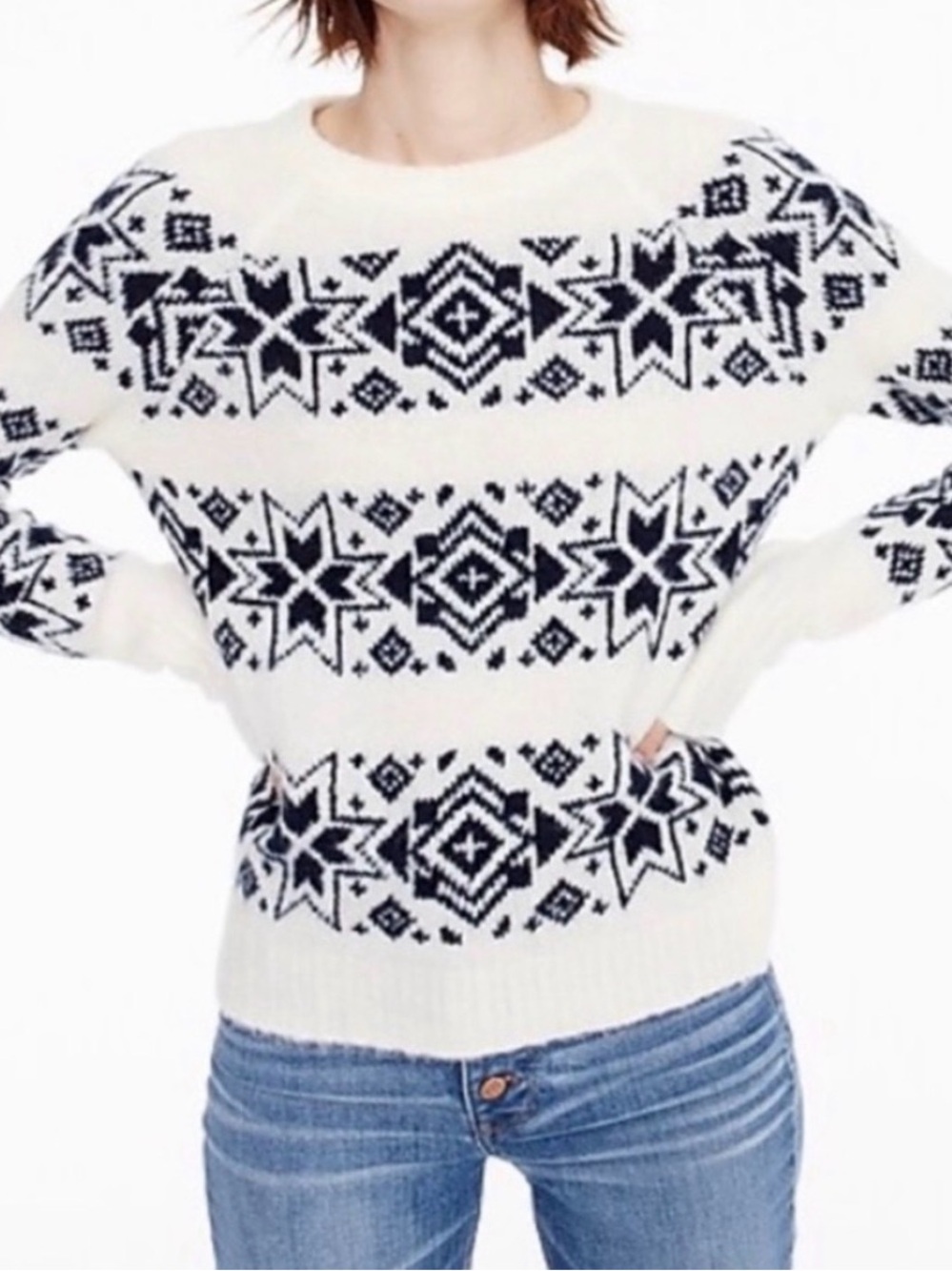 J. Crew Factory Snowflake Fair Isle Sweater Size Small
